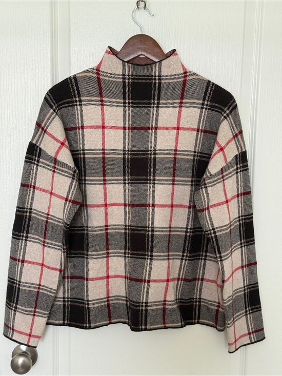 Tahari Sweaters - Tahari Sweater Women’s Black Cream Red Plaid Mock Neck Long Sleeve Size XL